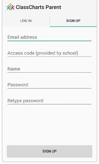 Sign up to Class Charts App